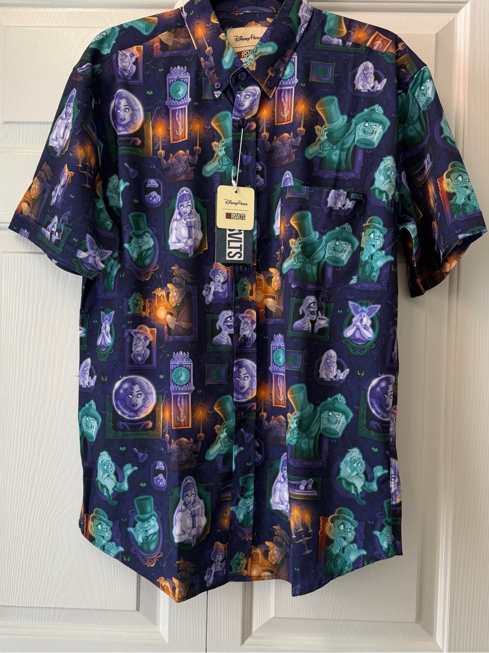 2025 Disney Parks RSVLTS Haunted Mansion Shirt Mens Large Button Up Ghosts NWT